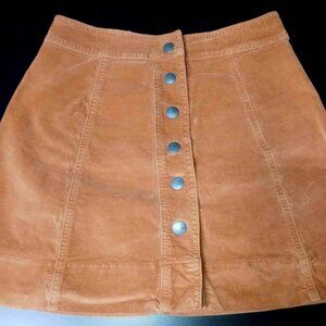 EUC Madewell Crushed Velvet Snap Front High-Waisted Mini-Skirt